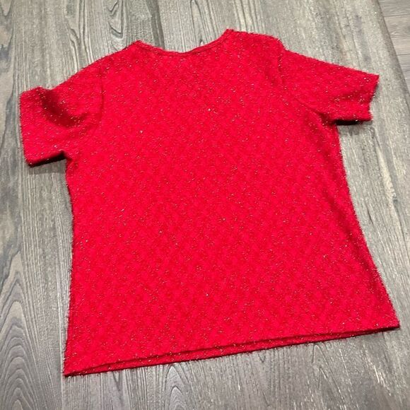 Kathie Lee Collection Top Short Sleeve Crewneck Textured Red Size 18W/20W - Picture 3 of 3